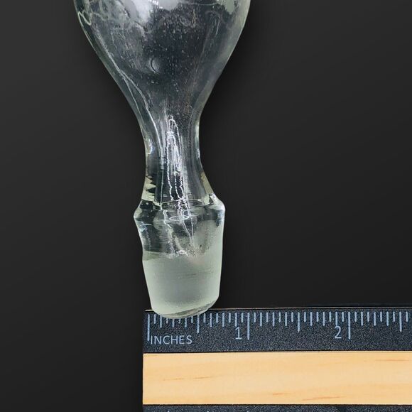 Hand Blown Hallow Clear Glass Decanter Stopper Etched Phallus Erotic Grapes 4” - Picture 10 of 10
